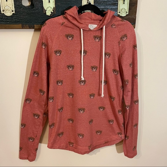 Alpha Beta Bulldog Long Sleeved Hooded Shirt Size Medium - Picture 3 of 12